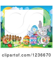 Poster, Art Print Of Border Of A Bunny Rabbit Painting Easter Eggs