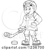 Poster, Art Print Of Black And White Happy Male Ice Hockey Player