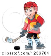 Happy Caucasian Male Ice Hockey Player