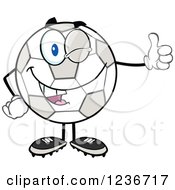 Poster, Art Print Of Happy Soccer Ball Character Holding A Thumb Up