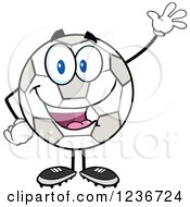 Clipart Of A Happy Waving Soccer Ball Character Royalty Free Vector Illustration