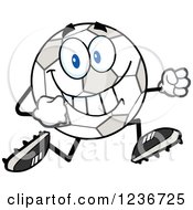 Poster, Art Print Of Happy Soccer Ball Character Running In Cleats