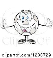 Poster, Art Print Of Happy Soccer Ball Character Holding Two Thumbs Up