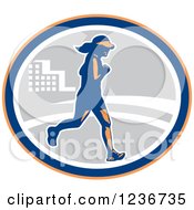 Poster, Art Print Of Female Marathon Runner In An Oval