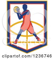 Poster, Art Print Of Basketball Player Throwing Over A Shield