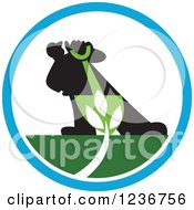 Clipart Of A Silhouetted Landscaper With A Shovel And Plant In A Circle Royalty Free Vector Illustration by patrimonio