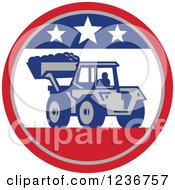 Poster, Art Print Of Bobcat Digger Machine In A Patriotic American Circle