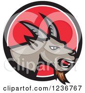 Poster, Art Print Of Cartoon Goat In A Red Circle