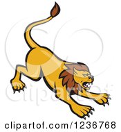 Clipart Of A Mad Lion Attacking Royalty Free Vector Illustration
