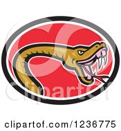Clipart Of A Biting Snake In A Red Oval Royalty Free Vector Illustration