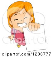Clipart Of A Proud Red Haired School Girl Holding Up A Test Royalty Free Vector Illustration