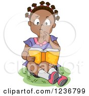 Poster, Art Print Of Thoughtful African American Girl Reading A Book