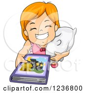 Poster, Art Print Of Red Haired Girl Holding A Pillow And A Bedtime Story Book