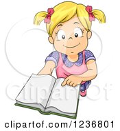 Blond Girl Holding Up A Book
