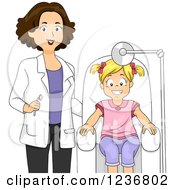 Clipart Of A Friendly Female Dentist And Happy Blond Girl Patient Royalty Free Vector Illustration