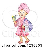 Poster, Art Print Of Happy Girl With A Drink And Robe At A Spa