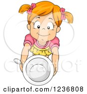 Poster, Art Print Of Hungry Red Haired Girl Holding Up A Bowl