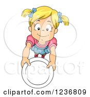 Poster, Art Print Of Hungry Blond Girl Holding Up A Plate
