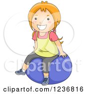 Poster, Art Print Of Happy Red Haired Girl Sitting On An Exercise Ball