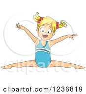 Clipart Of A Happy Blond Gymnast Girl Jumping Royalty Free Vector Illustration