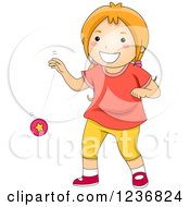 Clipart Of A Happy Red Haired Girl Playing With A Yo Yo Royalty Free Vector Illustration