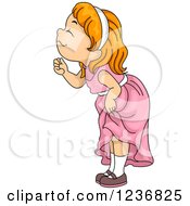 Clipart Of A Red Haired Girl Bending Over And Smelling Royalty Free Vector Illustration