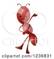 Clipart Of A Cute Ant Presenting Or Waving Royalty Free Vector Illustration by BNP Design Studio