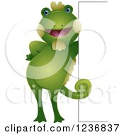 Poster, Art Print Of Cute Iguana Leaning Against A Sign