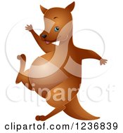 Clipart Of A Cute Waving Kangaroo Royalty Free Vector Illustration by BNP Design Studio