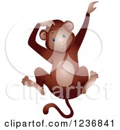 Clipart Of A Cute Happy Monkey Scratching His Head Royalty Free Vector Illustration by BNP Design Studio