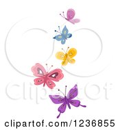 Clipart Of A Trail Of Colorful Butterflies Royalty Free Vector Illustration by BNP Design Studio