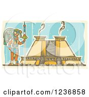 Poster, Art Print Of Mayan King And Pyramid