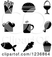 Poster, Art Print Of Black And White Food Icons