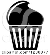 Clipart Of A Black And White Cupcake Icon Royalty Free Vector Illustration