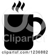 Clipart Of A Black And White Hot Coffee Icon Royalty Free Vector Illustration