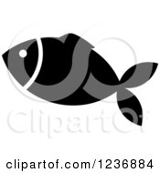 Clipart Of A Black And White Fish Icon Royalty Free Vector Illustration