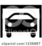 Clipart Of A Black And White Car Garage Icon Royalty Free Vector Illustration