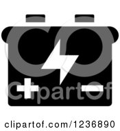 Clipart Of A Black And White Car Battery Icon Royalty Free Vector Illustration