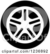 Clipart Of A Black And White Car Tire Icon Royalty Free Vector Illustration