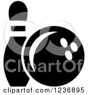 Clipart Of A Black And White Bowling Ball And Pin Icon Royalty Free Vector Illustration