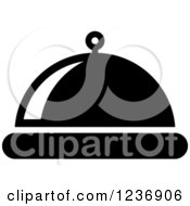 Clipart Of A Black And White Room Service Cloche Icon Royalty Free Vector Illustration