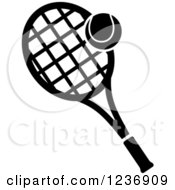 Clipart Of A Black And White Tennis Icon Royalty Free Vector Illustration