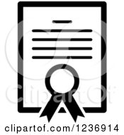 Clipart Of A Black And White Security Certificate Icon Royalty Free Vector Illustration