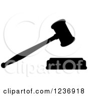 Clipart Of A Black And White Judge Gavel Icon Royalty Free Vector Illustration