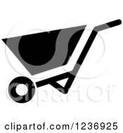 Clipart Of A Black And White Wheelbarrow Icon Royalty Free Vector Illustration