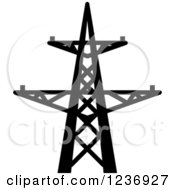 Clipart Of A Black And White Power Pylon Icon Royalty Free Vector Illustration