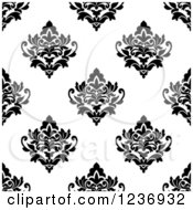 Poster, Art Print Of Seamless Black And White Damask Background Pattern 17