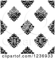 Clipart Of A Seamless Black And White Damask Background Pattern 16 Royalty Free Vector Illustration