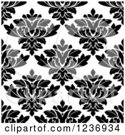 Poster, Art Print Of Seamless Black And White Damask Background Pattern 15