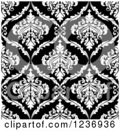 Poster, Art Print Of Seamless Black And White Damask Background Pattern 13